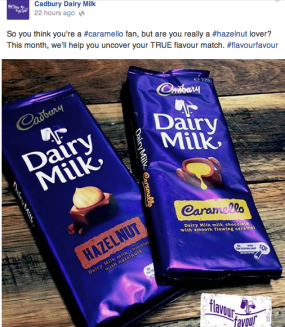 Facebook post referencing their experiential campaign of unlocking the flavour favours of participants 